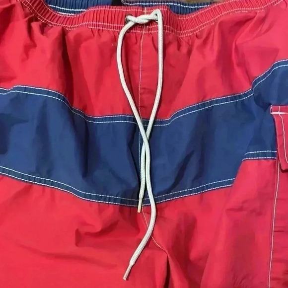 Nautica Men’s Large Swim Trunks Pull String Red Blue Pocket Mesh Lake Beach - Picture 6 of 6